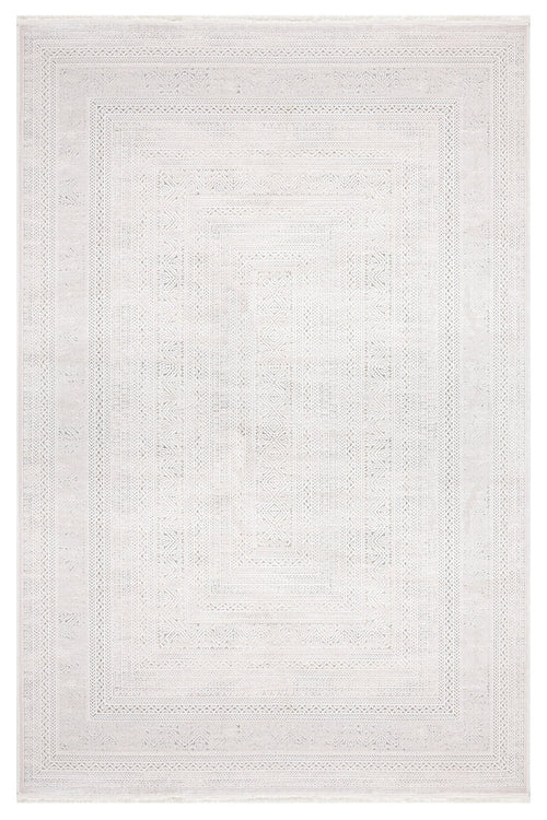 Cream Area Rug - Machine Made Rug with Framed Pattern & 8 mm Pile Height