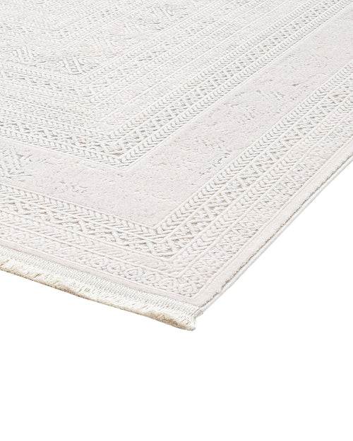 Cream Area Rug - Machine Made Rug with Framed Pattern & 8 mm Pile Height