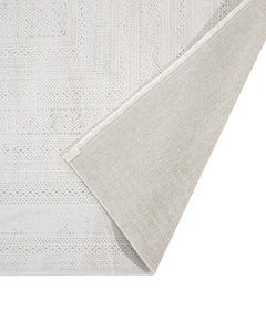 Cream Area Rug - Machine Made Rug with Framed Pattern & 8 mm Pile Height