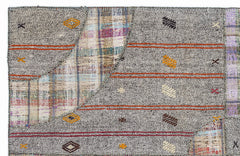 Teselya 1074 Grey Striped Wool Handmade Area Rug 5'3" x 7'7"