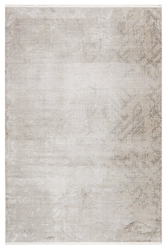 Beige Geometric Area Rug - Machine Made Polyester Rug with 8 mm Pile Height