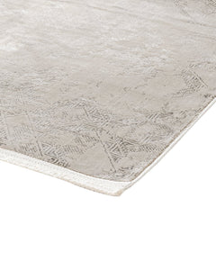 Beige Geometric Area Rug - Machine Made Polyester Rug with 8 mm Pile Height