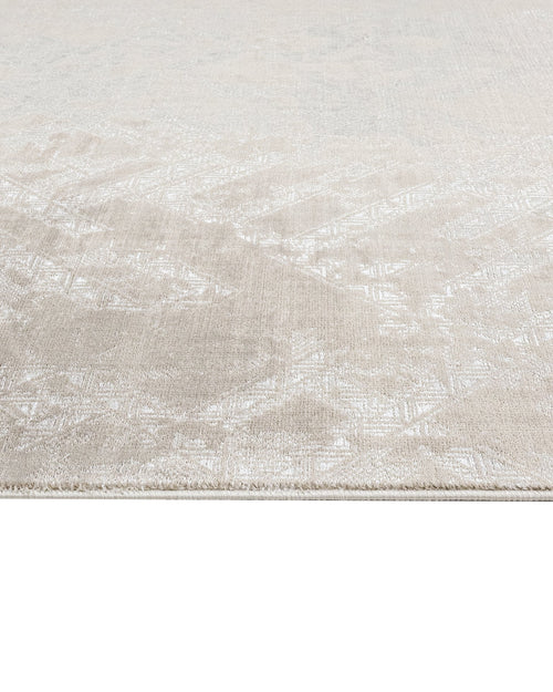 Beige Geometric Area Rug - Machine Made Polyester Rug with 8 mm Pile Height