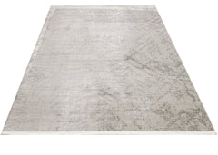 Beige Geometric Area Rug - Machine Made Polyester Rug with 8 mm Pile Height