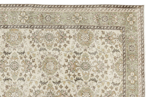 Atina Beige Vintage Wool Handmade Area Rug 6'1" x 10'0"