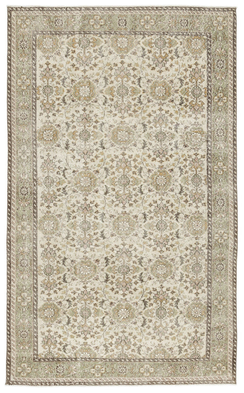 Atina Beige Vintage Wool Handmade Area Rug 6'1" x 10'0"