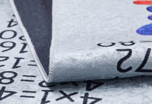 Kids Digital Print Rug - Gray Figured Pattern Non Slip Washable Carpet