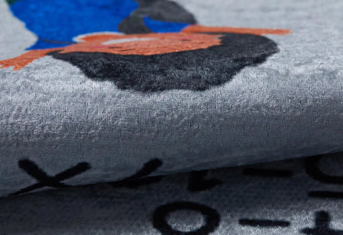 Kids Digital Print Rug - Gray Figured Pattern Non Slip Washable Carpet