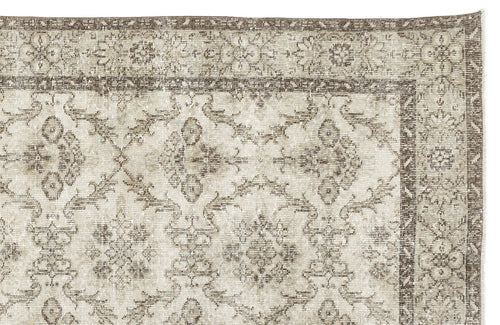 Atina Beige Vintage Wool Handmade Area Rug 6'3" x 10'1"