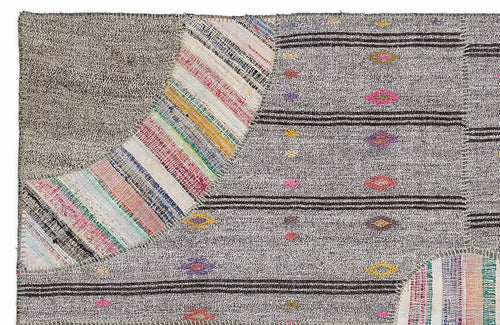 Teselya 1082 Beige Striped Wool Handmade Area Rug 5'3" x 7'7"