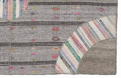 Teselya 1082 Beige Striped Wool Handmade Area Rug 5'3" x 7'7"