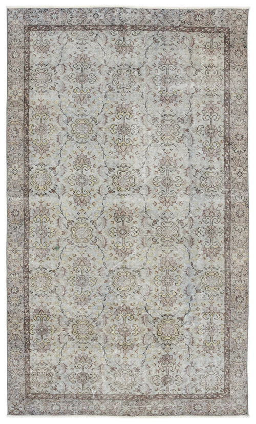 Atina Beige Vintage Wool Handmade Area Rug 5'3" x 9'1"