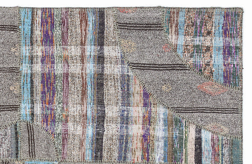 Teselya 1086 Beige Striped Wool Handmade Area Rug 5'3" x 7'7"