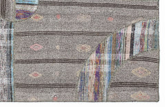 Teselya 1086 Beige Striped Wool Handmade Area Rug 5'3" x 7'7"