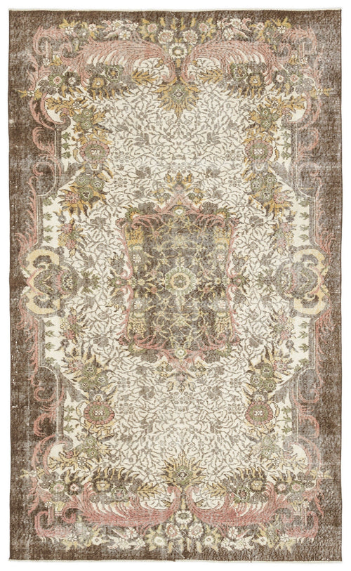 Atina Beige Vintage Wool Handmade Area Rug 6'2" x 8'10"
