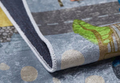 Kids Cars Rug - Grey Digital Print Carpet With Car Pattern For Playroom