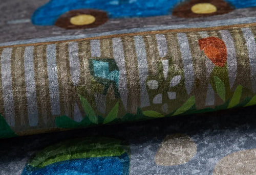 Kids Cars Rug - Grey Digital Print Carpet With Car Pattern For Playroom