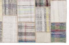 Teselya 1090 Beige Striped Wool Handmade Area Rug 5'3" x 7'7"