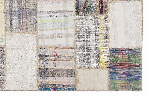 Teselya 1090 Beige Striped Wool Handmade Area Rug 5'3" x 7'7"