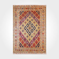 Orange Frame Area Rug – Washable Non Slip Chenille Cotton Rug for Living Room