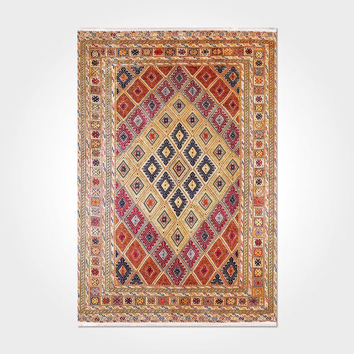Orange Frame Area Rug – Washable Non Slip Chenille Cotton Rug for Living Room