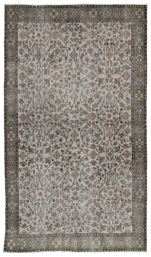 Atina Beige Vintage Wool Handmade Area Rug 5'6" x 10'3"