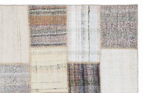 Teselya 1092 Beige Striped Wool Handmade Area Rug 5'3" x 7'7"
