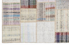 Teselya 1092 Beige Striped Wool Handmade Area Rug 5'3" x 7'7"