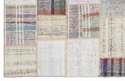 Teselya 1092 Beige Striped Wool Handmade Area Rug 5'3" x 7'7"