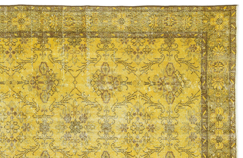 Atina Yellow Vintage Wool Handmade Area Rug 5'6" x 8'4"