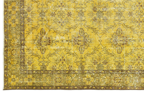 Atina Yellow Vintage Wool Handmade Area Rug 5'6" x 8'4"