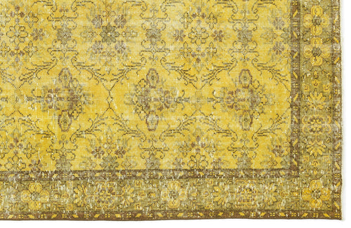 Atina Yellow Vintage Wool Handmade Area Rug 5'6" x 8'4"