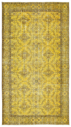 Atina Yellow Vintage Wool Handmade Area Rug 5'6" x 8'4"