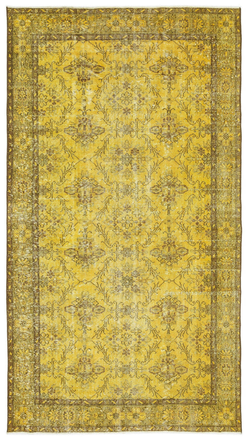Atina Yellow Vintage Wool Handmade Area Rug 5'6" x 8'4"