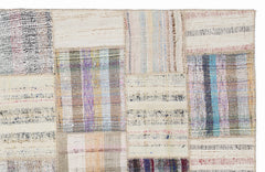 Teselya 1100 Beige Striped Wool Handmade Area Rug 5'3" x 7'7"