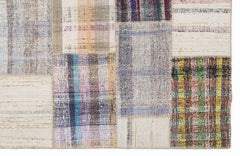 Teselya 1100 Beige Striped Wool Handmade Area Rug 5'3" x 7'7"