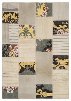 Teselya 1102 Beige Floral Wool Handmade Area Rug 5'3" x 7'7"