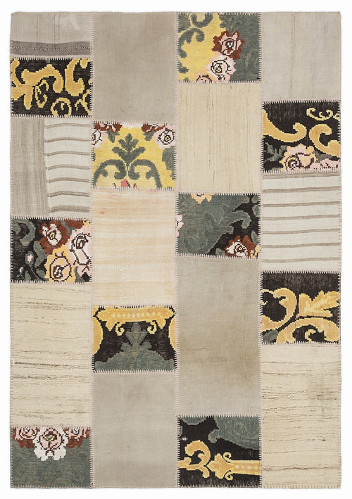 Teselya 1102 Beige Floral Wool Handmade Area Rug 5'3" x 7'7"