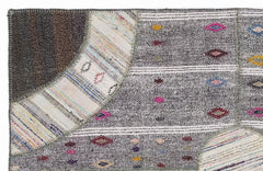 Teselya 1106 Brown Striped Wool Handmade Area Rug 5'3" x 7'7"