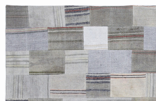 Teselya 1109 Beige Striped Wool Handmade Area Rug 5'3" x 7'7"