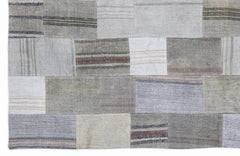 Teselya 1109 Beige Striped Wool Handmade Area Rug 5'3" x 7'7"