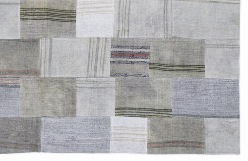 Teselya 1109 Beige Striped Wool Handmade Area Rug 5'3" x 7'7"