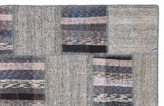 Teselya 1110 Beige Striped Wool Handmade Area Rug 5'3" x 7'7"