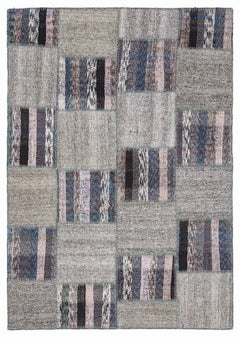 Teselya 1110 Beige Striped Wool Handmade Area Rug 5'3" x 7'7"