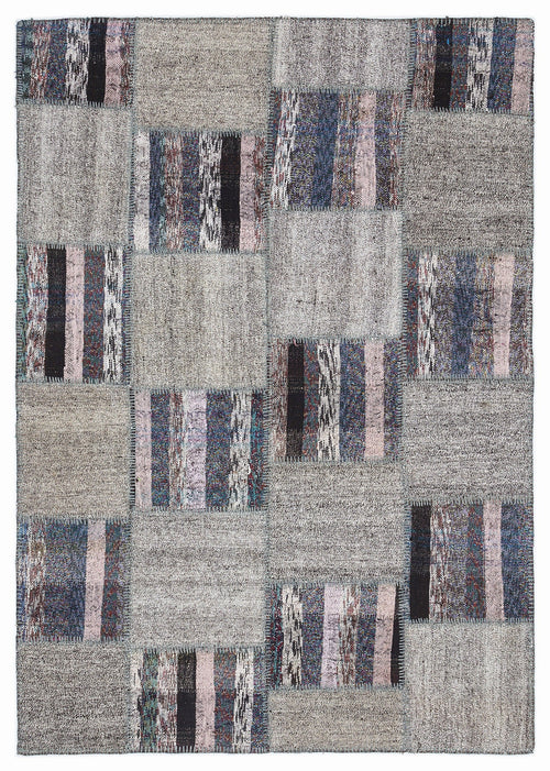 Teselya 1110 Beige Striped Wool Handmade Area Rug 5'3" x 7'7"
