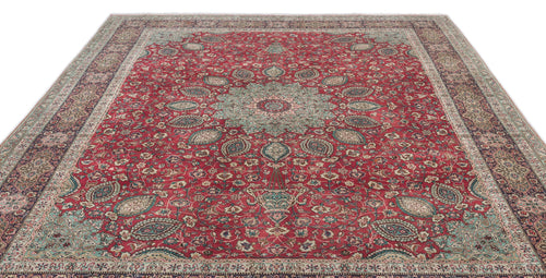Epir 11161 Red Vintage Wool Handmade Area Rug 9'2" x 12'6"