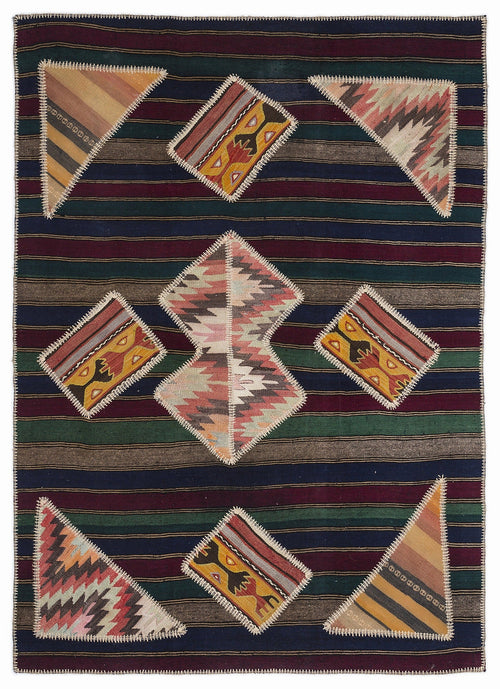 Teselya 1117 Brown Vintage Wool Handmade Area Rug 5'3" x 7'7"