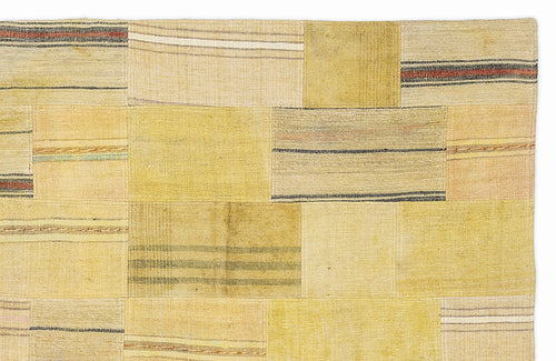Teselya 1119 Yellow Patchwork Wool Handmade Area Rug 5'3" x 7'7"