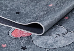 Kids Animal Rug - Grey Digital Print Carpet for Playroom | Non Slip & Antibacterial