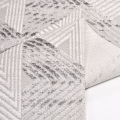 Grey Geometric Area Rug – Machine Made Rug with Laser Cut Edges, 8mm Pile Height